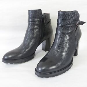 L'Artiere Ankle Boots Size 38.5 EU Black Leather Buckle Side Zip Comfort Shoes